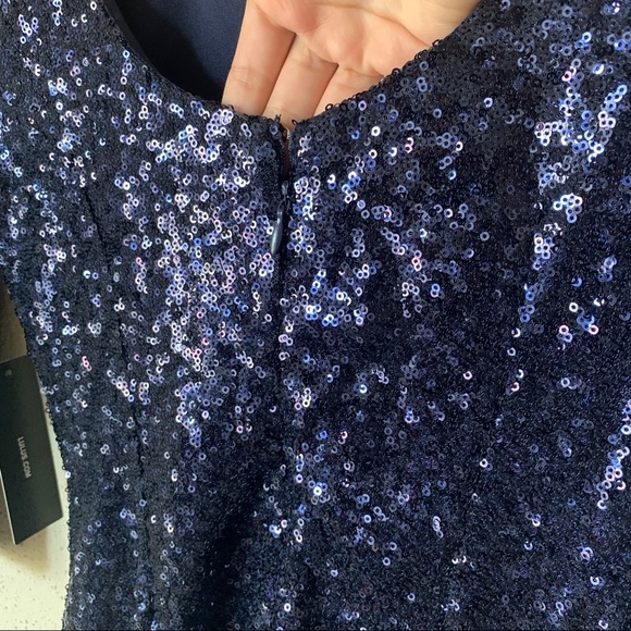 NWT Lulu’s Delightful Ways Navy Blue Sequin Dress - Picture 9 of 11